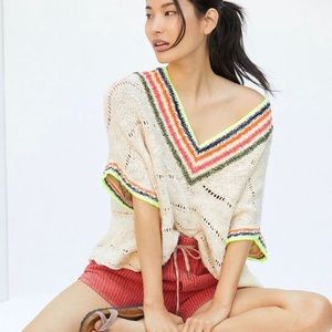 NWT Anthropologie Pullover Cotton V-Neck Sweater/Poncho